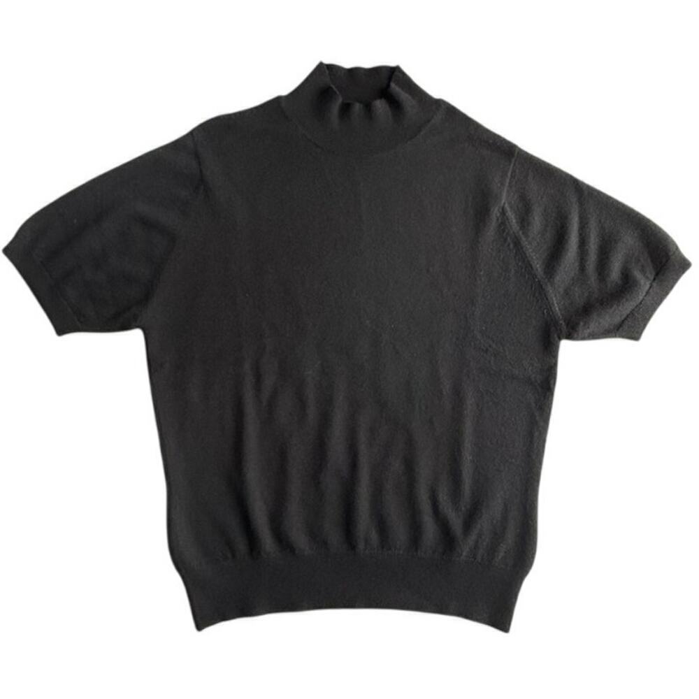Nieman Marcus 100% Pure Cashmere Short Sleeve Sweater Womens Large Black